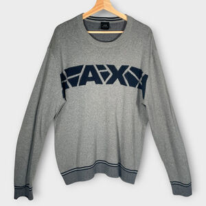 Armani Exchange A|X Textured Sweater LARGE Gray Textured Logo 100% Cotton EUC